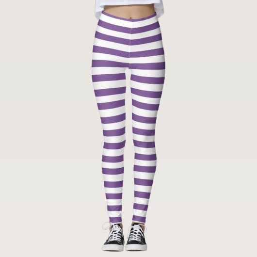 Halloween Paars, White Stripe Leggings (Voorkant)