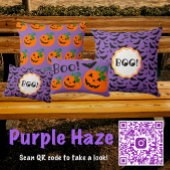 Halloween Paarse Achtergrond Sinaasappel Jack O La Kussen