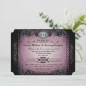 Halloween Paarse Black Rozen Gothic Wedding Invite Kaart (Staand voorkant)
