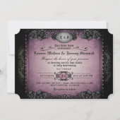 Halloween Paarse Black Rozen Gothic Wedding Invite Kaart (Voorkant)