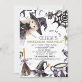 Halloween Paarse blonde kleine heks Verjaardag Kaart (Voorkant)