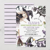 Halloween Paarse blonde kleine heks Verjaardag Kaart (Voorkant / Achterkant)