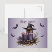 Halloween Paarse Candles Bats Spooky Scary Briefkaart (Voorkant / Achterkant)