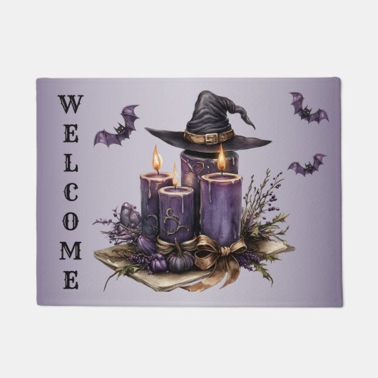 Halloween Paarse Candles Bats Spooky Scary Deurmat (Voorkant)