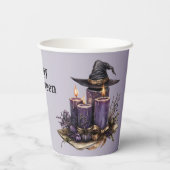 Halloween Paarse Candles Bats Spooky Scary Papieren Bekers (Achterkant)