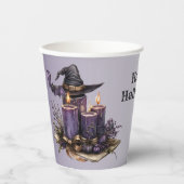 Halloween Paarse Candles Bats Spooky Scary Papieren Bekers (Voorkant)