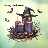 Halloween Paarse Candles Bats Spooky Scary Raamsticker (Vel 3)