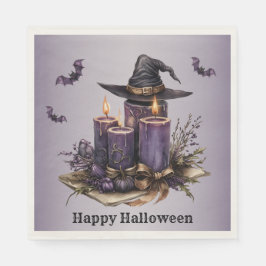 Halloween Paarse Candles Bats Spooky Scary Servet