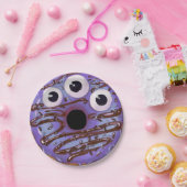 Halloween Paarse Drieogen Monster Donut Papieren Bordje (Feest)