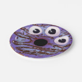 Halloween Paarse Drieogen Monster Donut Papieren Bordje (Gekanteld)