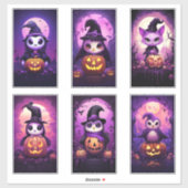 Halloween Paarse Emo Penguin met vrienden 2 Sticker (Vel)