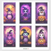 Halloween Paarse Emo Penguin met vrienden Sticker (Vel)