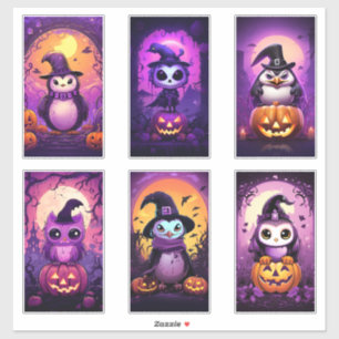 Halloween Paarse Emo Penguin met vrienden Sticker