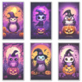 Halloween Paarse Emo Penguin met vrienden Sticker (Voorkant)