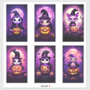 Halloween Paarse Emo Pinguïn met vrienden 2 Sticker