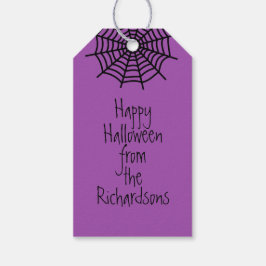 Halloween Paarse en zwart gepersonaliseerd Cadeaulabel