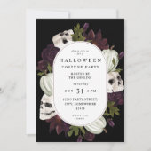 Halloween Paarse Floral & Skull Party Kaart (Voorkant)