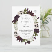 Halloween Paarse Floral & Skull Weddenschap White Kaart (Staand voorkant)