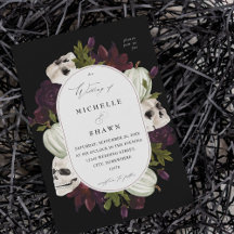 Halloween Paarse Floral & Skull Wedding