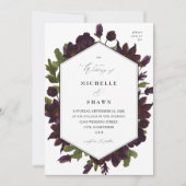 Halloween Paarse Floral Wedding Kaart (Voorkant)