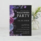 Halloween Paarse Gotische Bloemenfeest Kaart (Staand voorkant)