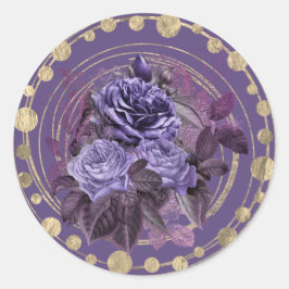 Halloween Paarse Gotische Rozen Ronde Sticker