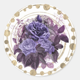Halloween Paarse Gotische Rozen Ronde Sticker