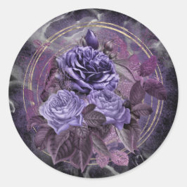 Halloween Paarse Gotische Rozen Ronde Sticker