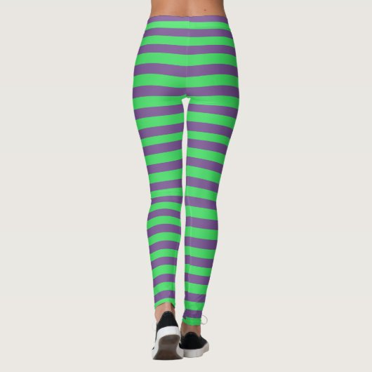 Halloween Paarse Green Stripe Leggings (Achterkant)