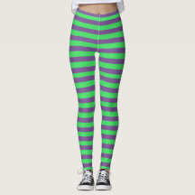 Halloween Paarse Green Stripe Leggings