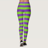 Halloween Paarse & groene horizontale strepen heks Leggings (Achterkant)
