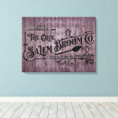 Halloween Paarse Grunge Gothic Salem Broom Company Canvas Afdruk (Insitu (Houten vloer))