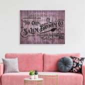 Halloween Paarse Grunge Gothic Salem Broom Company Canvas Afdruk (Insitu (Woonkamer))
