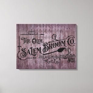 Halloween Paarse Grunge Gothic Salem Broom Company Canvas Afdruk