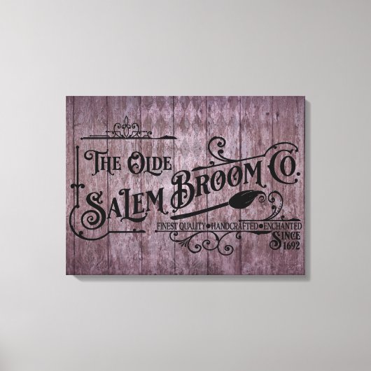Halloween Paarse Grunge Gothic Salem Broom Company Canvas Afdruk (Voorkant)
