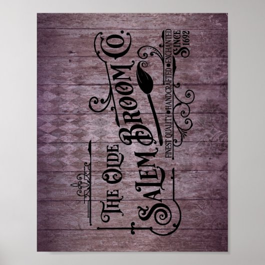 Halloween Paarse Grunge Gothic Salem Broom Company Poster (Voorkant)