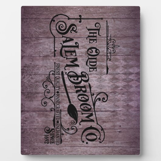 Halloween Paarse Grunge Gotische Salem Bezem Compa Fotoplaat (Voorkant)