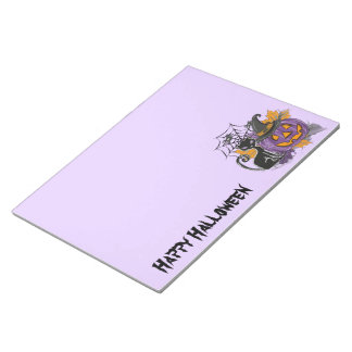 Halloween Paarse heks Brew met zwarte kat Notitieblok