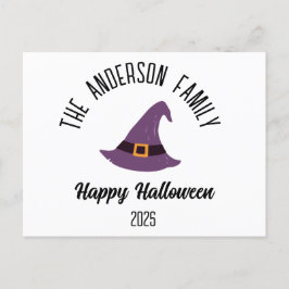 Halloween Paarse heks Pet gepersonaliseerde naam Feestdagenkaart