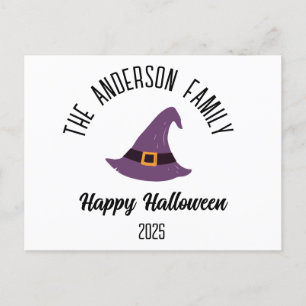 Halloween Paarse heks Pet gepersonaliseerde naam Feestdagenkaart