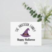 Halloween Paarse heks Pet gepersonaliseerde naam Feestdagenkaart (Staand voorkant)