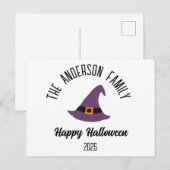 Halloween Paarse heks Pet gepersonaliseerde naam Feestdagenkaart (Voorkant / Achterkant)