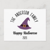 Halloween Paarse heks Pet gepersonaliseerde naam Feestdagenkaart (Voorkant)