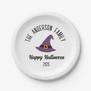 Halloween Paarse heks Pet gepersonaliseerde naam Papieren Bordje