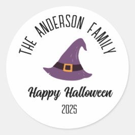 Halloween Paarse heks Pet gepersonaliseerde naam Ronde Sticker
