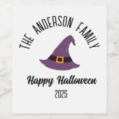 Halloween Paarse heks Pet gepersonaliseerde naam Wijn Etiket (Enkel label)