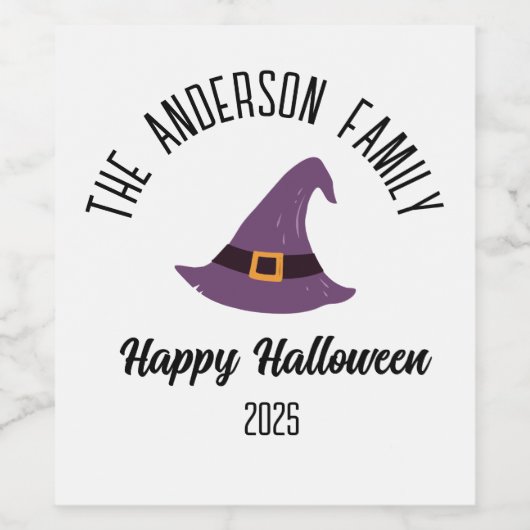 Halloween Paarse heks Pet gepersonaliseerde naam Wijn Etiket (Enkel label)