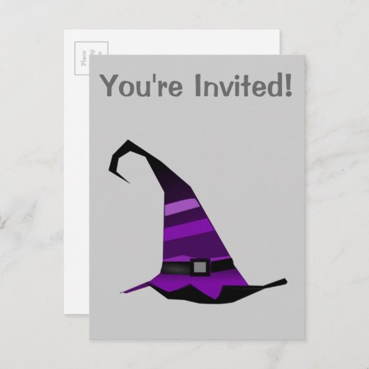 Halloween Paarse heksen Pet Uitnodiging Briefkaart (Voorkant / Achterkant)