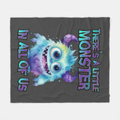 Halloween Paarse Monster Fleece Deken (Voorkant (Horizontaal))