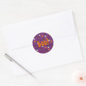 Halloween paarse patroon ronde sticker (Envelop)